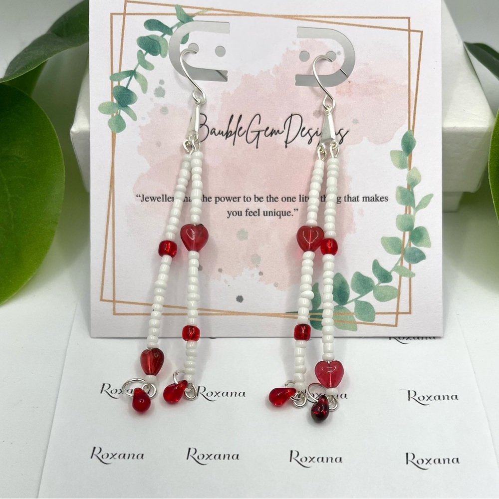 Unique Quality Handcrafted Earrings-Boho hearts and teardrop crystal chandelier